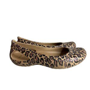 Crocs Leopard Print Womens Ballet Flats Size 6